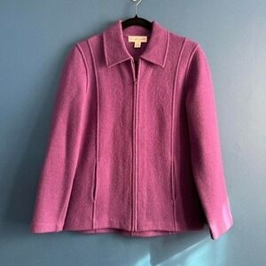 Y2K Wool Blend Jacket Women's Size Small Purple Casual Corner Collared Retro